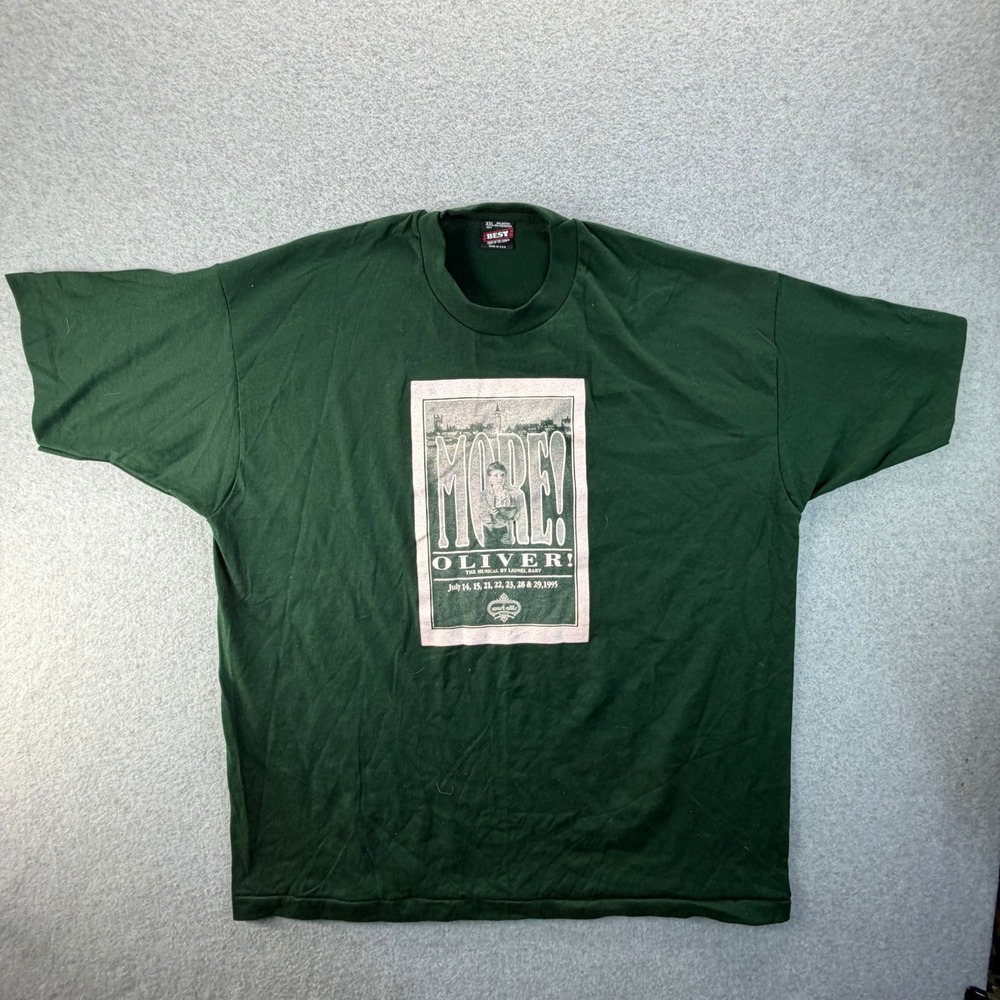 Vintage 1995 Oliver The Musical T Shirt XXL Green Single Stitch Made in USA Best